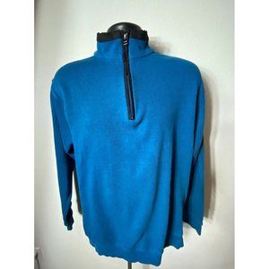 R&R Casual Men Pullover 1/4 Zip Long Sleeve 100% Cotton Greenblue